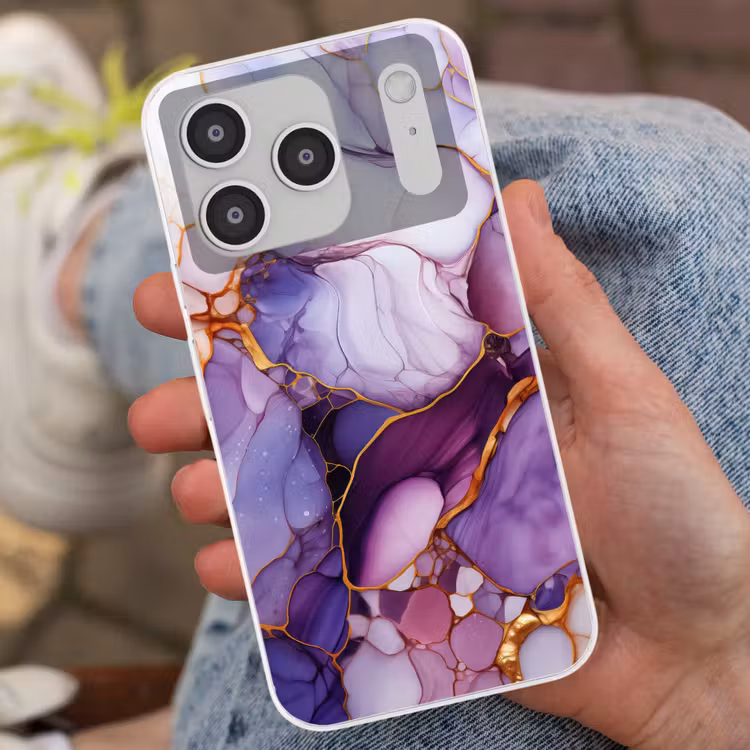 Marmer - Paars - Lila - Goud Telefoonhoesje iPhone 17 Pro klein -sfeer2