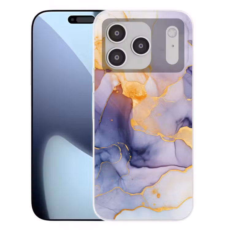 Marmer - Paars - Lila - Goud - Abstract Telefoonhoesje iPhone 17 Pro klein -3d