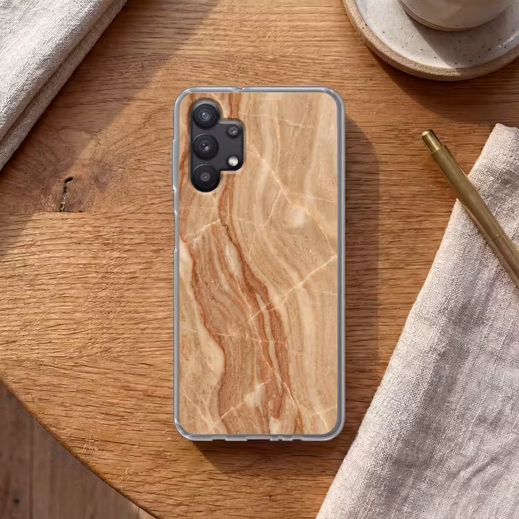 Marmer - Ader - Natuur - Abstract - Beige Telefoonhoesje Samsung Galaxy A32 5G klein -sfeer1