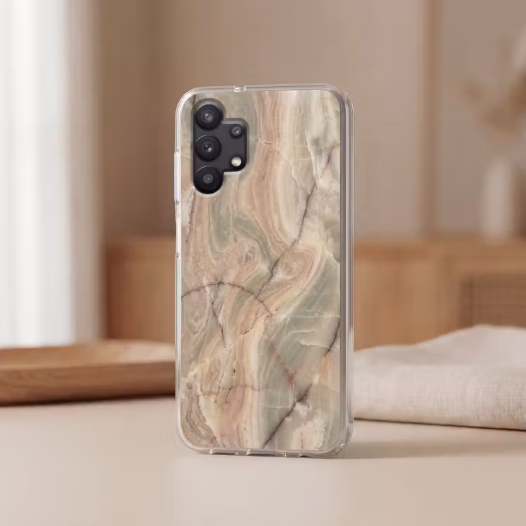 Marmer - Patroon - Abstract - Beige - Groen Telefoonhoesje Samsung Galaxy A32 5G klein -sfeer2