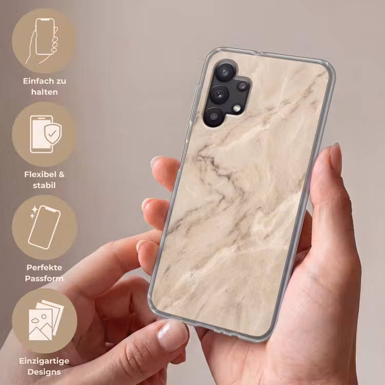 Marmer - Patroon - Abstract - Modern - Beige Telefoonhoesje Samsung Galaxy A32 5G klein -sfeer3_DE