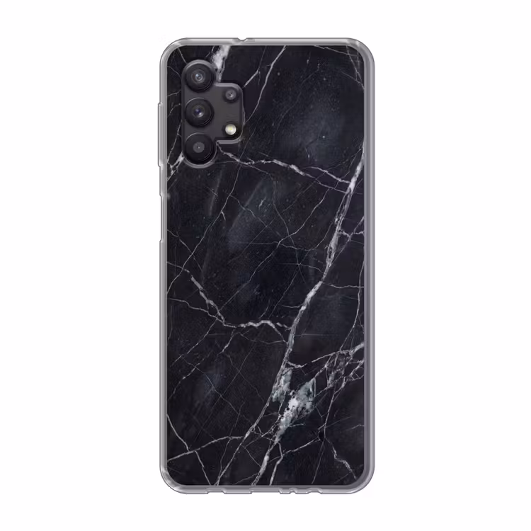 Marmer - Patroon - Modern - Zwart - Wit Telefoonhoesje Samsung Galaxy A32 5G klein -3d