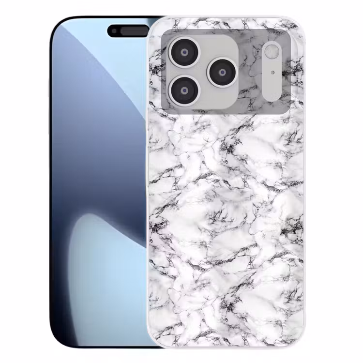Marmer - Zwart - Dramatisch - Wit Telefoonhoesje iPhone 17 Pro klein 878 -3d