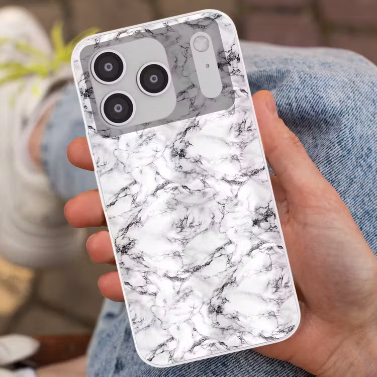 Marmer - Zwart - Dramatisch - Wit Telefoonhoesje iPhone 17 Pro klein 878 -sfeer2