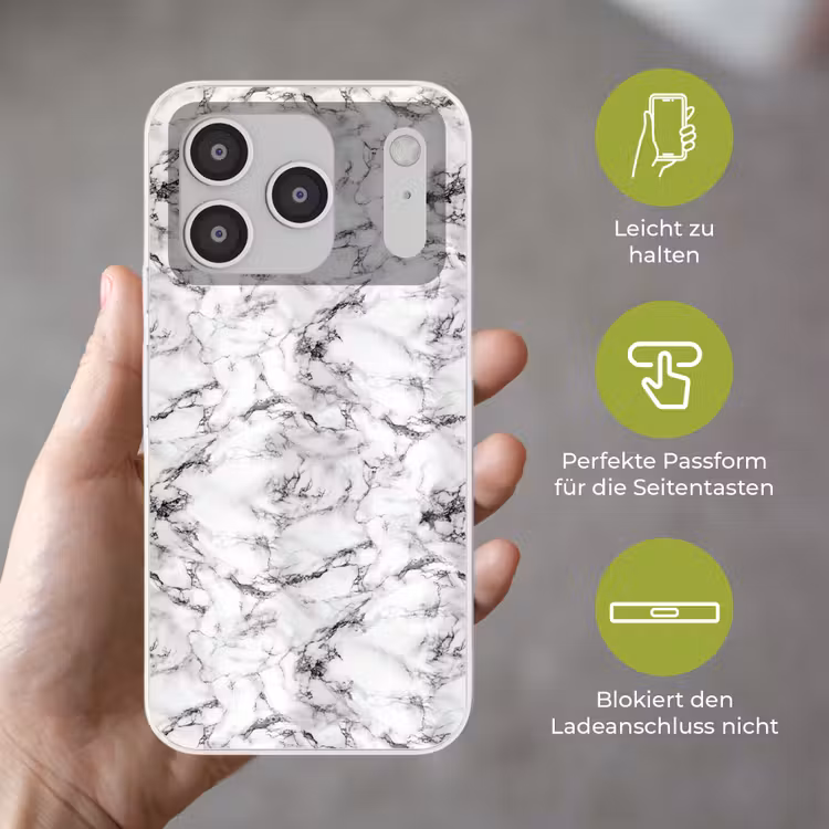 Marmer - Zwart - Dramatisch - Wit Telefoonhoesje iPhone 17 Pro klein 878 -sfeer3_DE