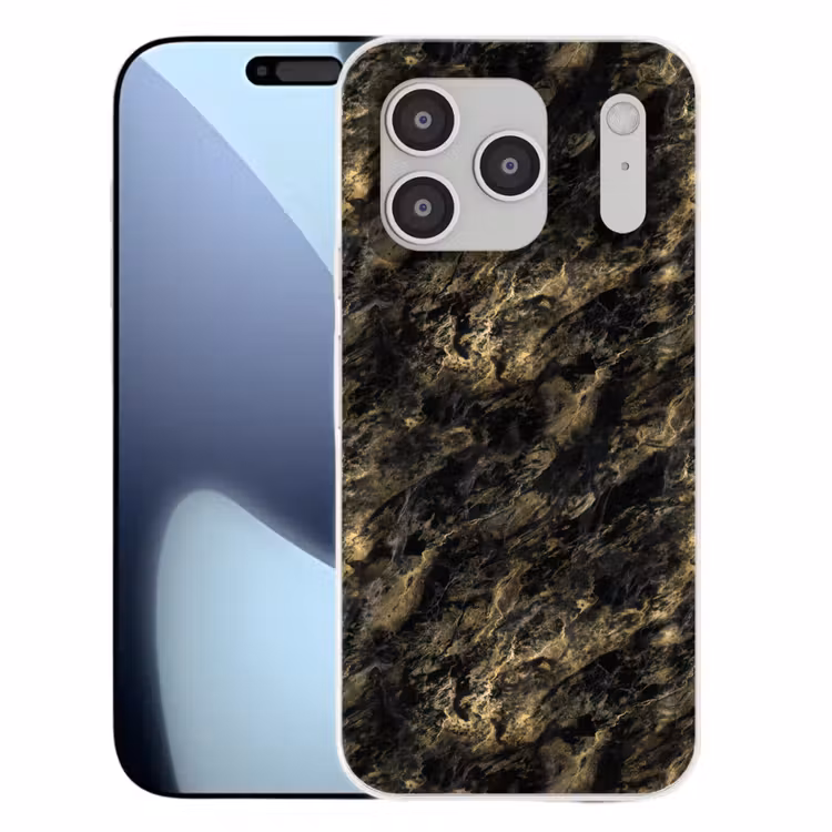 Marmer - Zwart - Goud Telefoonhoesje iPhone 17 Pro klein 878 -3d