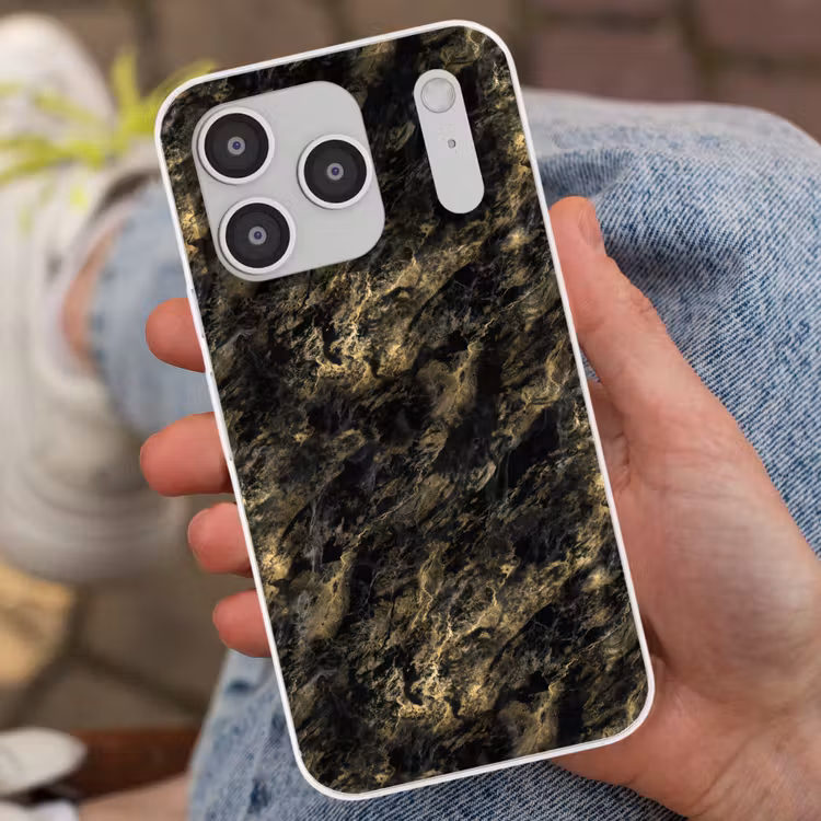 Marmer - Zwart - Goud Telefoonhoesje iPhone 17 Pro klein 878 -sfeer2