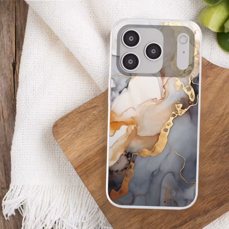 Marmer - Zwart - Goud - Wit Telefoonhoesje iPhone 17 Pro klein -sfeer1