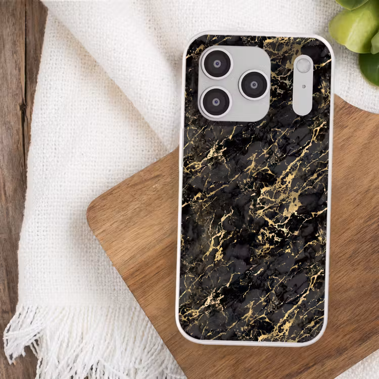 Marmer - Zwart - Goudstructuur Telefoonhoesje iPhone 17 Pro klein 878 -sfeer1
