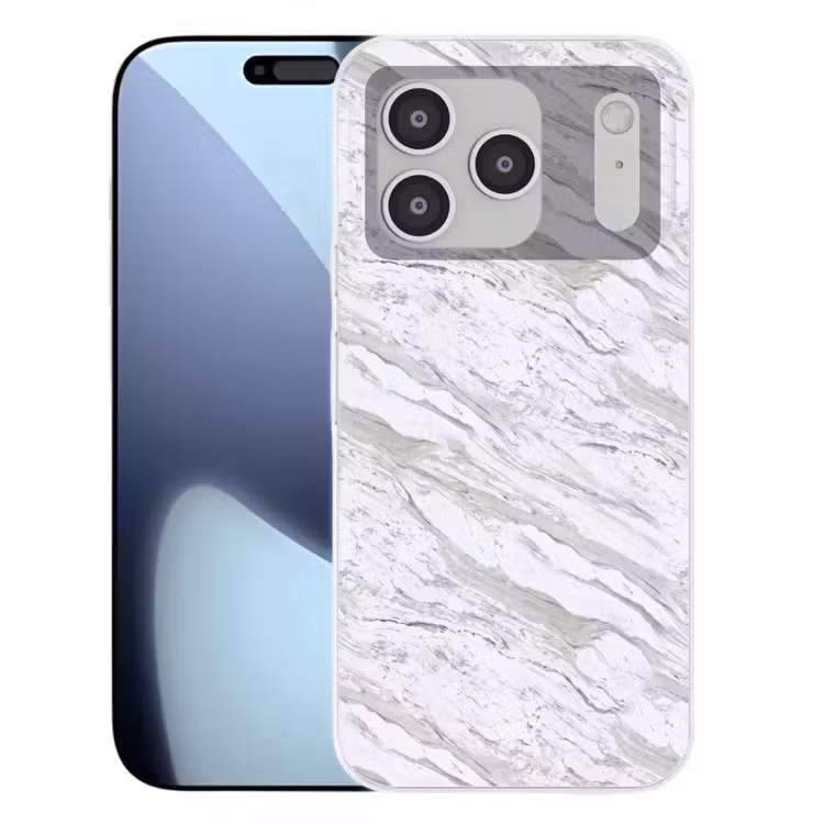 Marmer - Wit - Grijsgroen Telefoonhoesje iPhone 17 Pro klein 878 -3d
