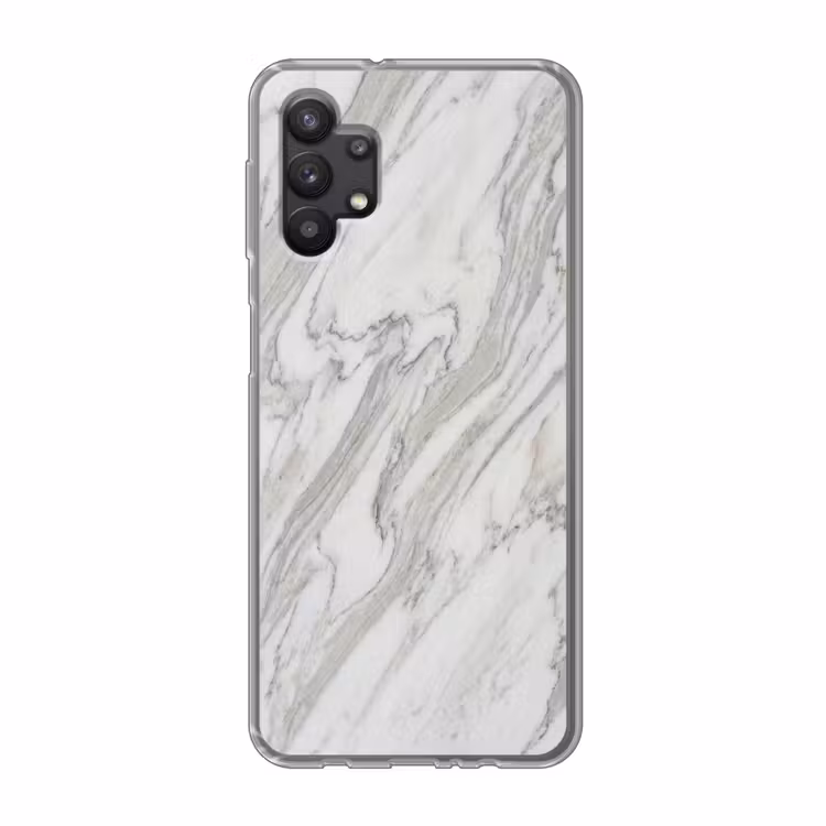 Marmer - Wit - Grijs - Structuur - Modern Telefoonhoesje Samsung Galaxy A32 5G klein -3d