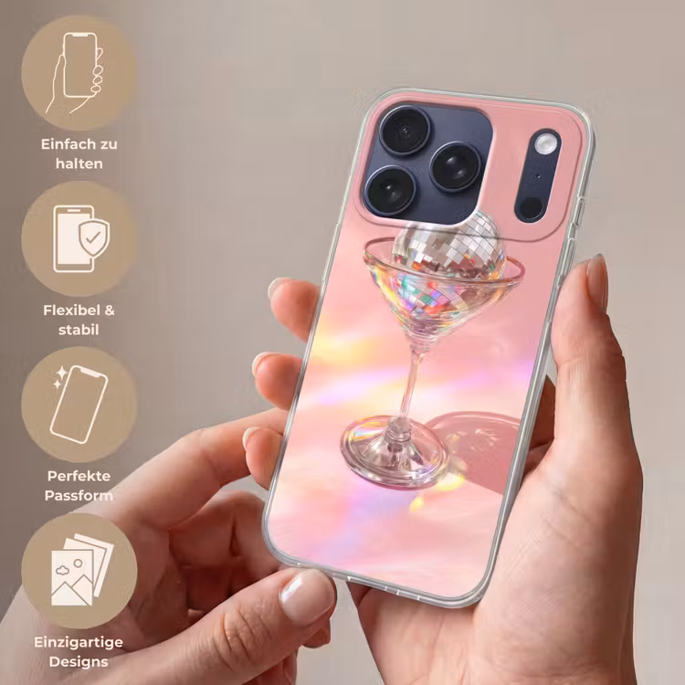 Martiniglas - Discobal - Fonkelende lichtvlekken Telefoonhoesje iPhone 17 Pro klein -sfeer3_DE