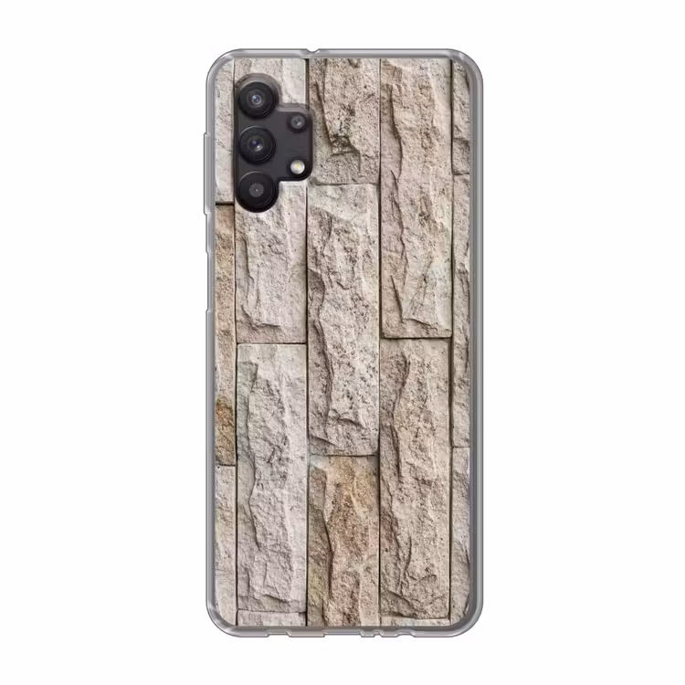 Muur - Steen - Ruw - Beige - Textuur Telefoonhoesje Samsung Galaxy A32 5G klein -3d