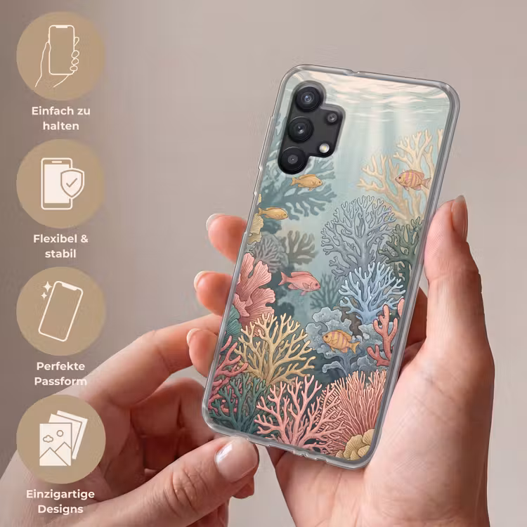 Zee - Koraal - Vis - Natuur - Kleurrijk Telefoonhoesje Samsung Galaxy A32 5G klein -sfeer3_DE