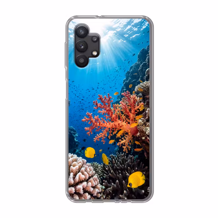 Zee - Koraalrif - Natuur - Levendig - Blauw Telefoonhoesje Samsung Galaxy A32 5G klein -3d