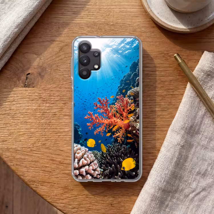 Zee - Koraalrif - Natuur - Levendig - Blauw Telefoonhoesje Samsung Galaxy A32 5G klein -sfeer1