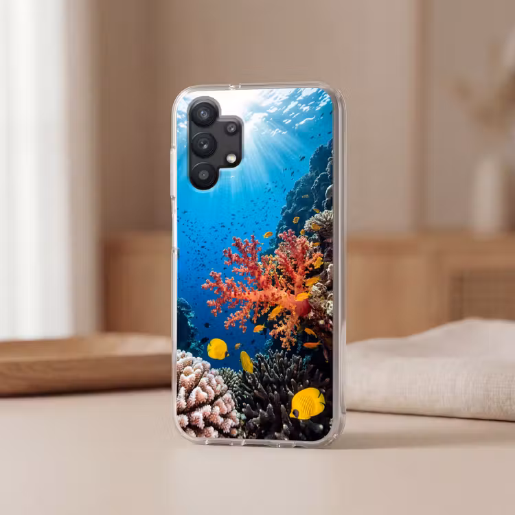Zee - Koraalrif - Natuur - Levendig - Blauw Telefoonhoesje Samsung Galaxy A32 5G klein -sfeer2