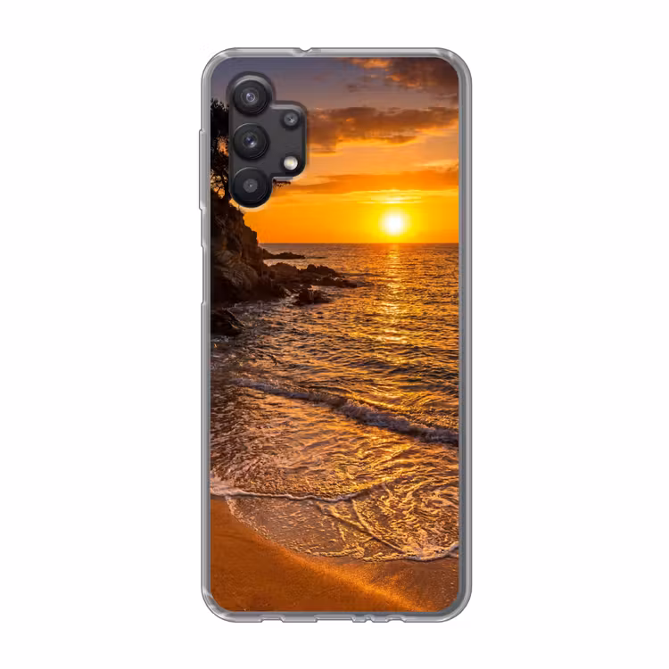 Zee - Kust - Zonsondergang - Natuur - Oranje Telefoonhoesje Samsung Galaxy A32 5G klein -3d