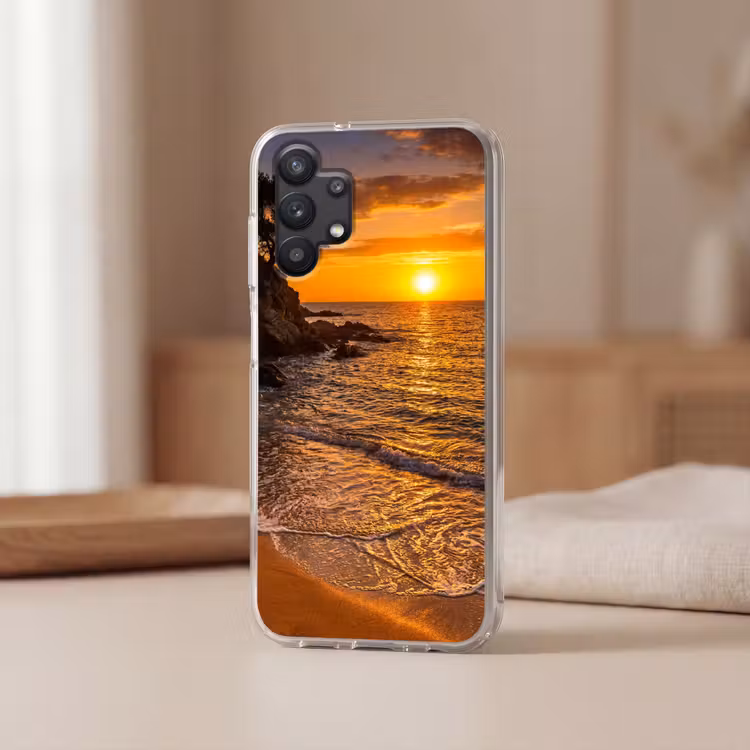 Zee - Kust - Zonsondergang - Natuur - Oranje Telefoonhoesje Samsung Galaxy A32 5G klein -sfeer2