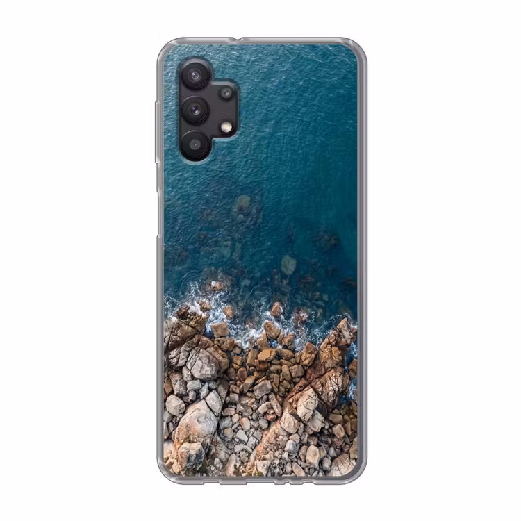 Zee - Kustlijn - Natuur - Abstract - Blauw Telefoonhoesje Samsung Galaxy A32 5G klein -3d