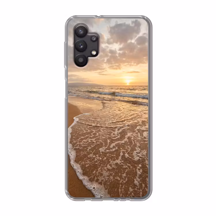 Zee - Kustlijn - Wolken - Landschap - Oranje Telefoonhoesje Samsung Galaxy A32 5G klein -3d