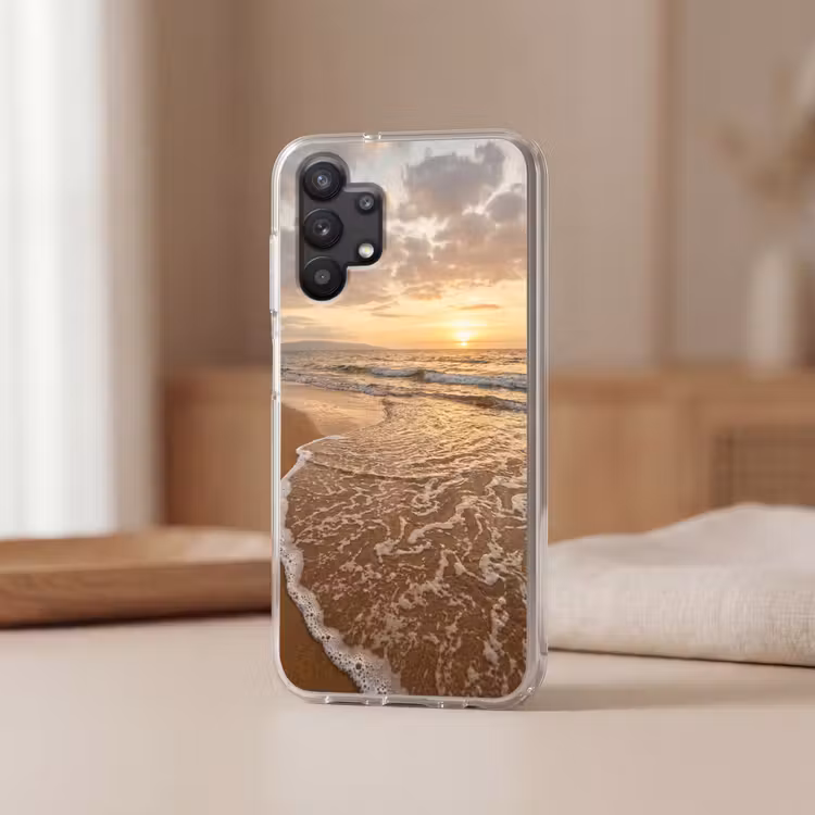 Zee - Kustlijn - Wolken - Landschap - Oranje Telefoonhoesje Samsung Galaxy A32 5G klein -sfeer2