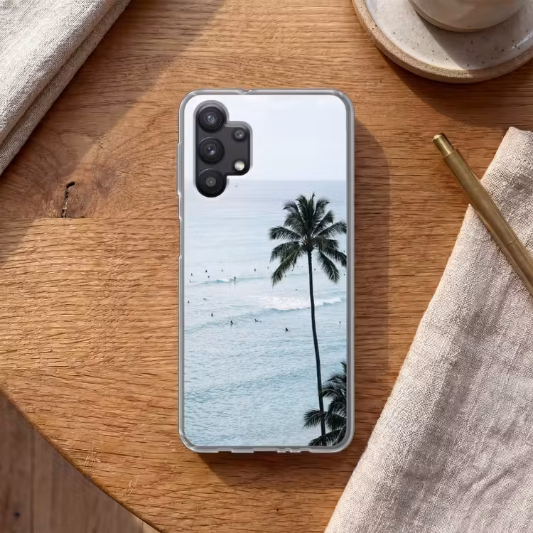 Oceaan - Palmbomen - Surfers Telefoonhoesje Samsung Galaxy A32 5G klein -sfeer1