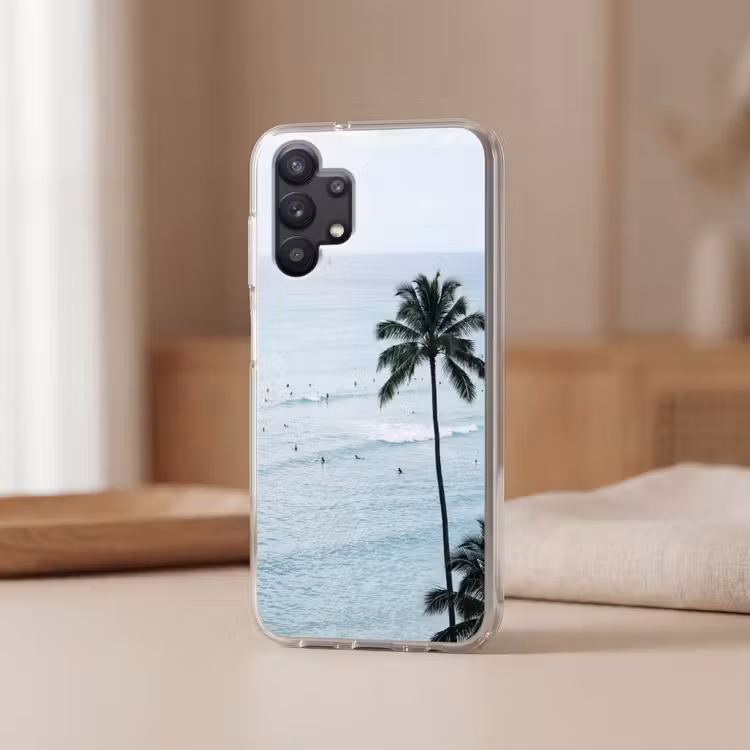 Oceaan - Palmbomen - Surfers Telefoonhoesje Samsung Galaxy A32 5G klein -sfeer2