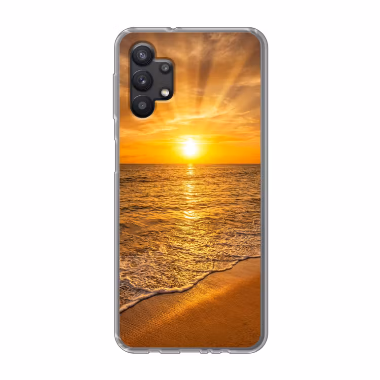 Zee - Zonsondergang - Golven - Kust - Oranje Telefoonhoesje Samsung Galaxy A32 5G klein -3d