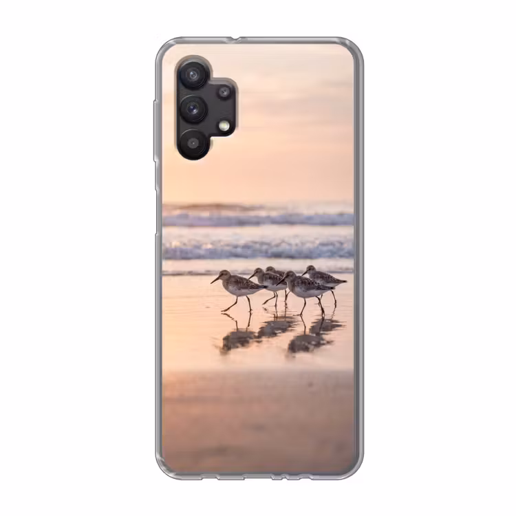 Zee - Vogels - Strand Telefoonhoesje Samsung Galaxy A32 5G klein -3d