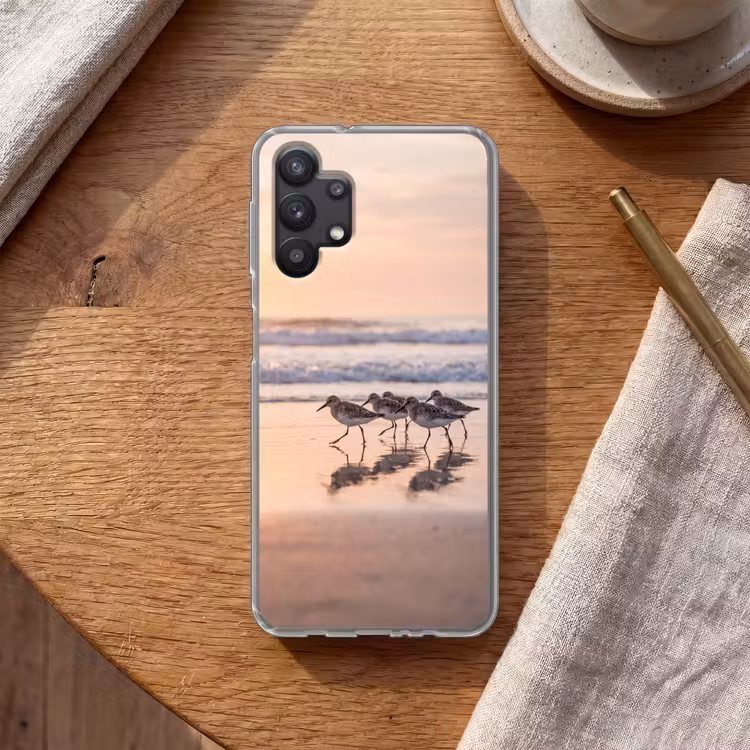 Zee - Vogels - Strand Telefoonhoesje Samsung Galaxy A32 5G klein -sfeer1