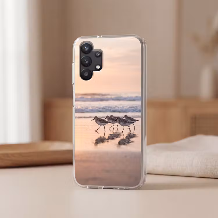 Zee - Vogels - Strand Telefoonhoesje Samsung Galaxy A32 5G klein -sfeer2