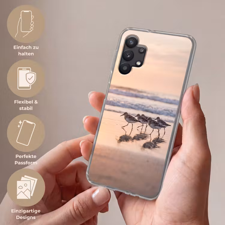 Zee - Vogels - Strand Telefoonhoesje Samsung Galaxy A32 5G klein -sfeer3_DE