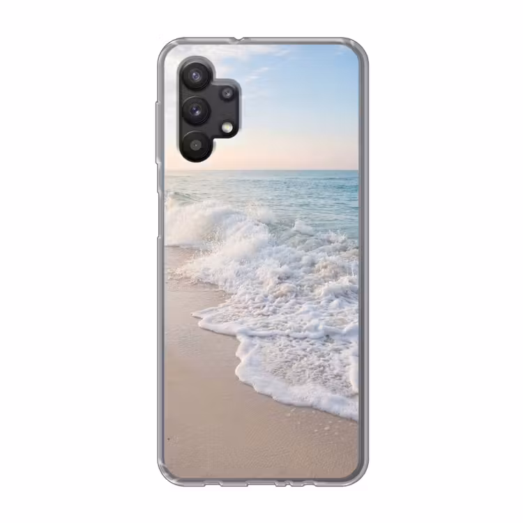 Zee - Golven - Strand - Natuur - Wit Telefoonhoesje Samsung Galaxy A32 5G klein -3d