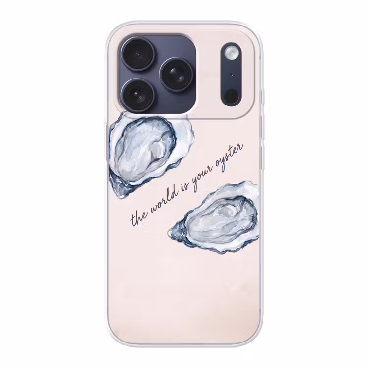 Zeeleven - Oester - Aquarel - Minimalistisch - Blauw Telefoonhoesje iPhone 17 Pro klein -3d