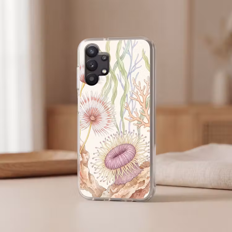 Zeeleven - Koraal - Onderwater - Illustratie - Kleurrijk Telefoonhoesje Samsung Galaxy A32 5G klein -sfeer2