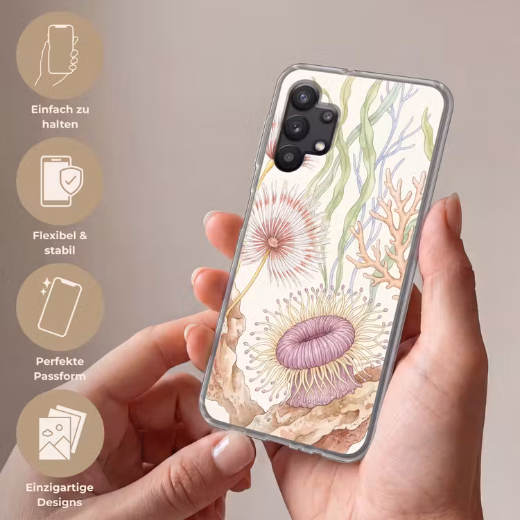 Zeeleven - Koraal - Onderwater - Illustratie - Kleurrijk Telefoonhoesje Samsung Galaxy A32 5G klein -sfeer3_DE