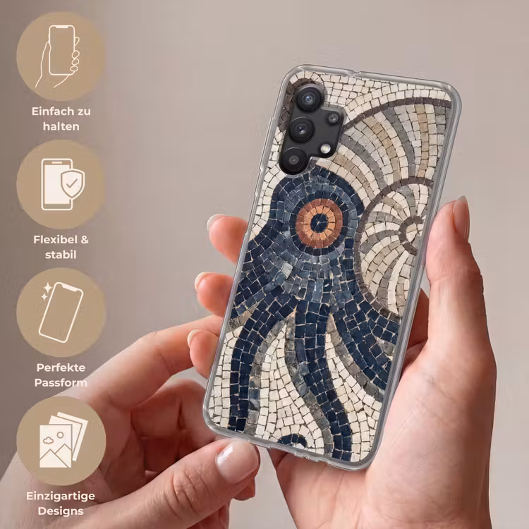 Zeeleven - Mozaïek - Kunst - Vintage - Beige Telefoonhoesje Samsung Galaxy A32 5G klein -sfeer3_DE