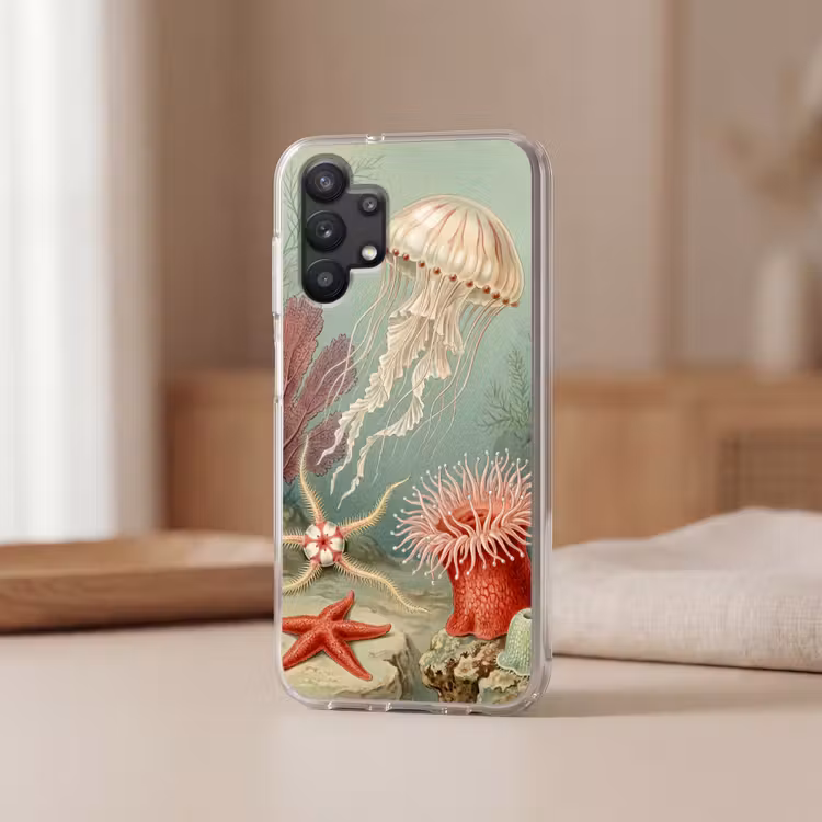 Zeeleven - Kwal - Onderwater - Illustratie - Beige Telefoonhoesje Samsung Galaxy A32 5G klein -sfeer2