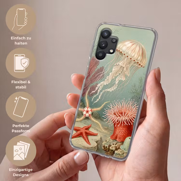 Zeeleven - Kwal - Onderwater - Illustratie - Beige Telefoonhoesje Samsung Galaxy A32 5G klein -sfeer3_DE