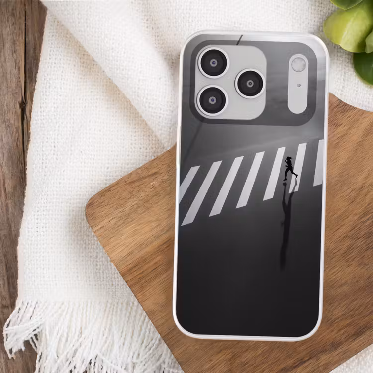 Zeebrapad - Hardloper - Zwart - Wit Telefoonhoesje iPhone 17 Pro klein -sfeer1
