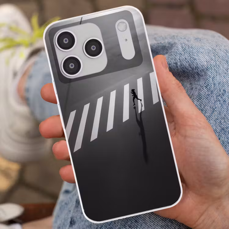 Zeebrapad - Hardloper - Zwart - Wit Telefoonhoesje iPhone 17 Pro klein -sfeer2