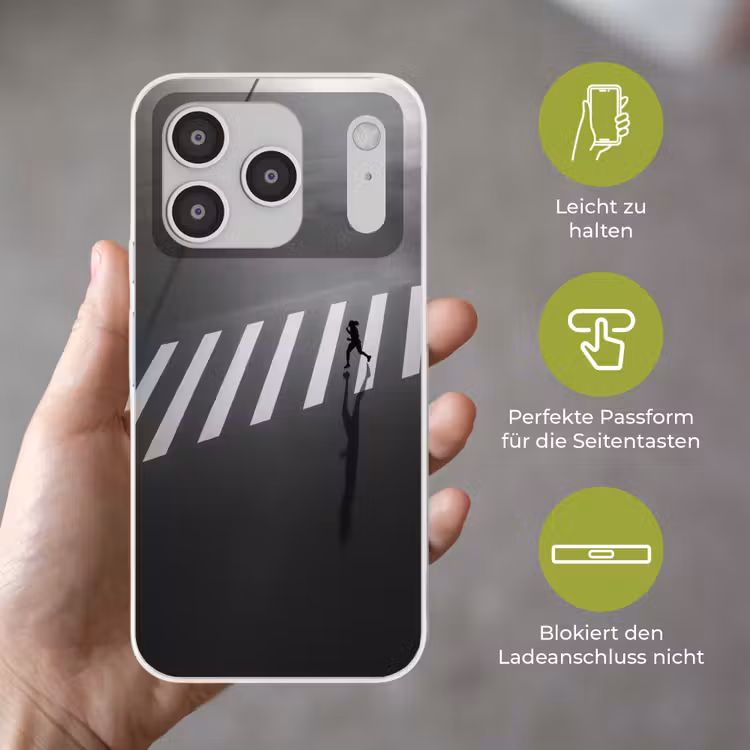 Zeebrapad - Hardloper - Zwart - Wit Telefoonhoesje iPhone 17 Pro klein -sfeer3_DE