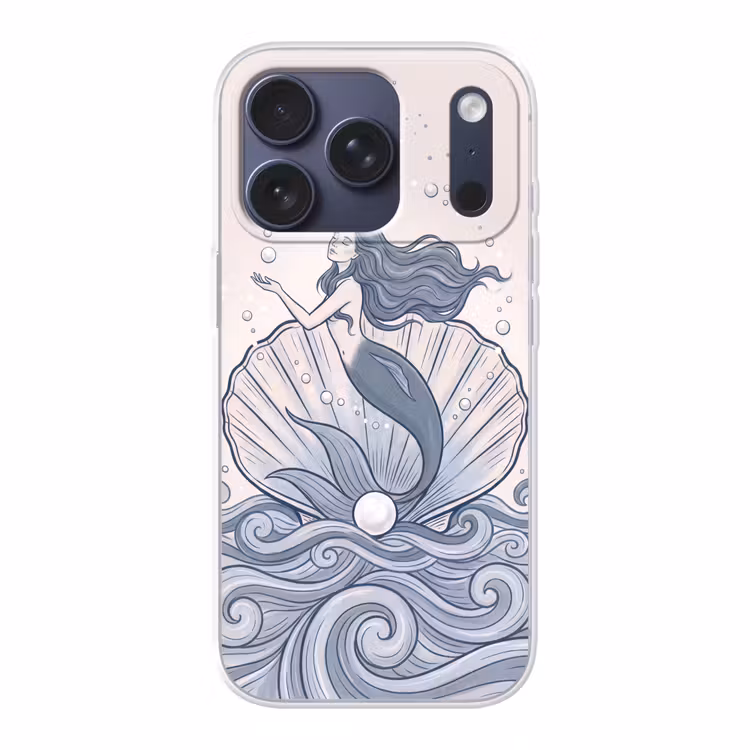 Zeemeermin - Schelp - Zee - Fantasie - Blauw Telefoonhoesje iPhone 17 Pro klein -3d