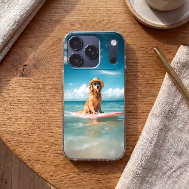 Zeewater - Hond - Golden retriever - Zonnebril Telefoonhoesje iPhone 17 Pro klein -sfeer1