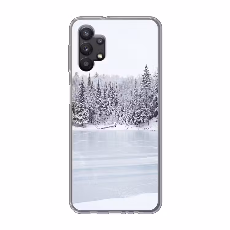 Meer - Dennen - IJs - Winter - Rustgevend Telefoonhoesje Samsung Galaxy A32 5G klein -3d