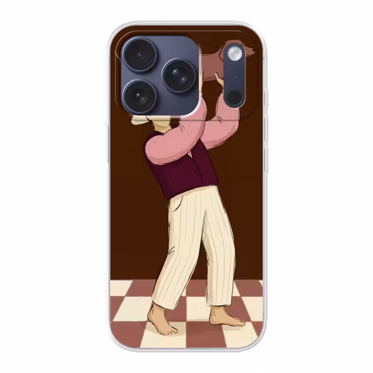 Mens - Hond - Dieren - Abstract - Roze Telefoonhoesje iPhone 17 Pro klein -3d