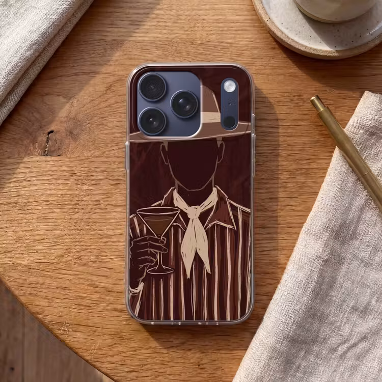 Mens - Hoed - Cocktail - Abstract - Bruin Telefoonhoesje iPhone 17 Pro klein -sfeer1