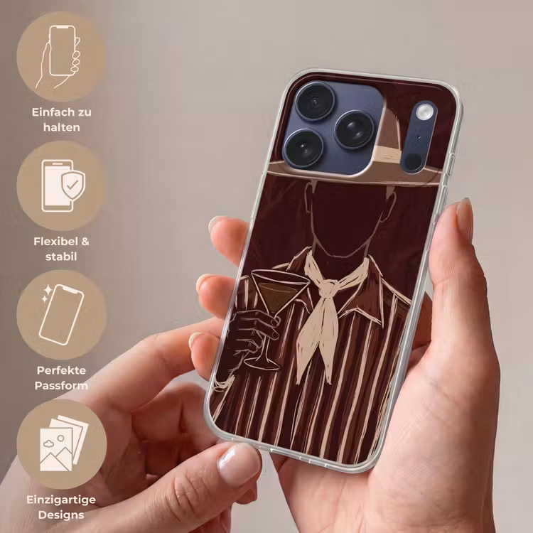 Mens - Hoed - Cocktail - Abstract - Bruin Telefoonhoesje iPhone 17 Pro klein -sfeer3_DE