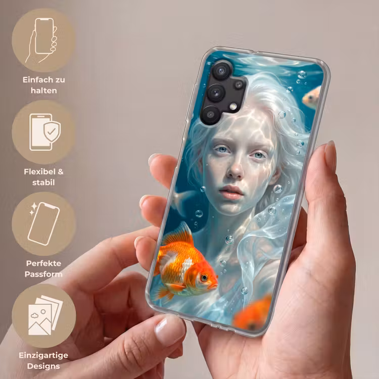 Mens - Onderwater - Vis - Modern - Blauw Telefoonhoesje Samsung Galaxy A32 5G klein -sfeer3_DE